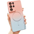 thumbnail image 1 of Gradient Magnetic for Samsung Galaxy S21 Ultra 5G Phone Case, Compatible with MagSafe, Upgraded Camera Lens Film Protection Shockproof Matte Cases for Galaxy S21 Ultra 6.8" (Pink Blue), 1 of 9
