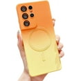 thumbnail image 1 of Gradient Magnetic for Samsung Galaxy S21 Ultra 5G Phone Case, Compatible with MagSafe, Upgraded Camera Lens Film Protection Shockproof Matte Cases for Galaxy S21 Ultra 6.8" (Orange Yellow), 1 of 10