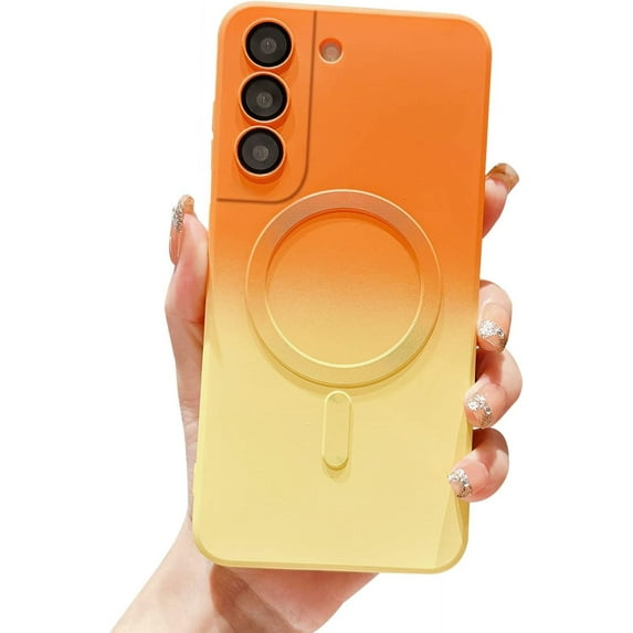 Gradient Magnetic Samsung Galaxy S22 5G Phone Case, Compatible with MagSafe, Upgraded Camera Lens Film Protection Shockproof Matte Cases for Galaxy S22 6.1" (Orange Yellow Gradient)