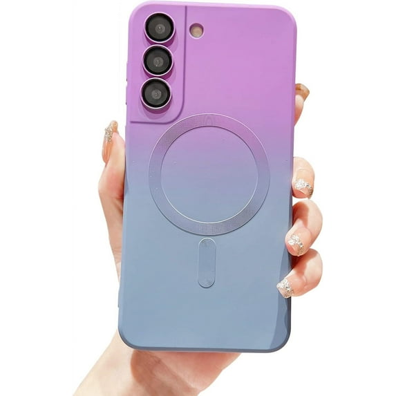 Gradient Magnetic Samsung Galaxy S22 5G Phone Case, Compatible with MagSafe, Upgraded Camera Lens Film Protection Shockproof Matte Cases for Galaxy S22 6.1" (Purple Gray Gradient)