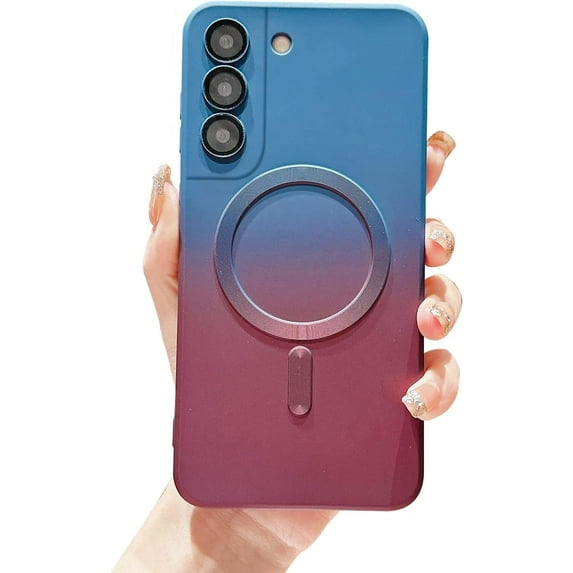 Gradient Magnetic for Samsung Galaxy S22 Plus 5G Phone Case, Compatible with MagSafe, Upgraded Camera Lens Film Protection Shockproof Matte Cases for Galaxy S22 Plus 6.6" (Blue Red)