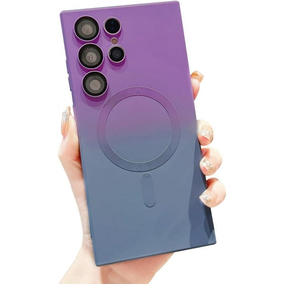 Gradient Magnetic Samsung Galaxy S23 Ultra 5G Phone Case, Compatible with MagSafe, Upgraded Camera Lens Film Protection Shockproof Matte Cases for Galaxy S23 Ultra 6.8" (Purple Gray)