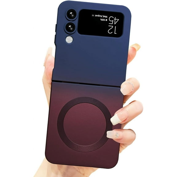 Gradient Magnetic for Samsung Galaxy Z Flip 3 5G Phone Case, Compatible with MagSafe, Upgraded Camera Lens Film Protection Shockproof Matte Cases for Galaxy Z Flip 3 6.7"(Blue Red)