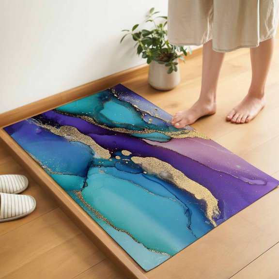 Gradient Marble Texture Door Mat 18x30 Inch Marble Texture Modern Art Entryway Rug with Non-Slip Rubber, Inside Floor Mats Front Door Rug for Living Room Bathroom Bedroom Home Office
