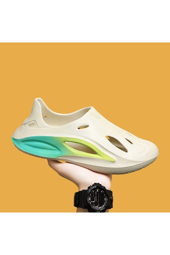 Gradient Mecha Style Unisex Clogs, Summer EVA Breathable Thick Sole Slides, Trendy Closed-Toe Water Shoes