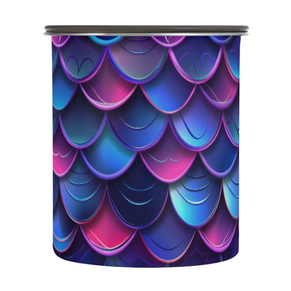 Gradient Mermaid Print Neno Airtight Coffee Bean Canister 30oz Food Storage Containers with Lids For Gournd, Tea, Sugar, Flour, Rice, Cereal, Candy Cookie Jar