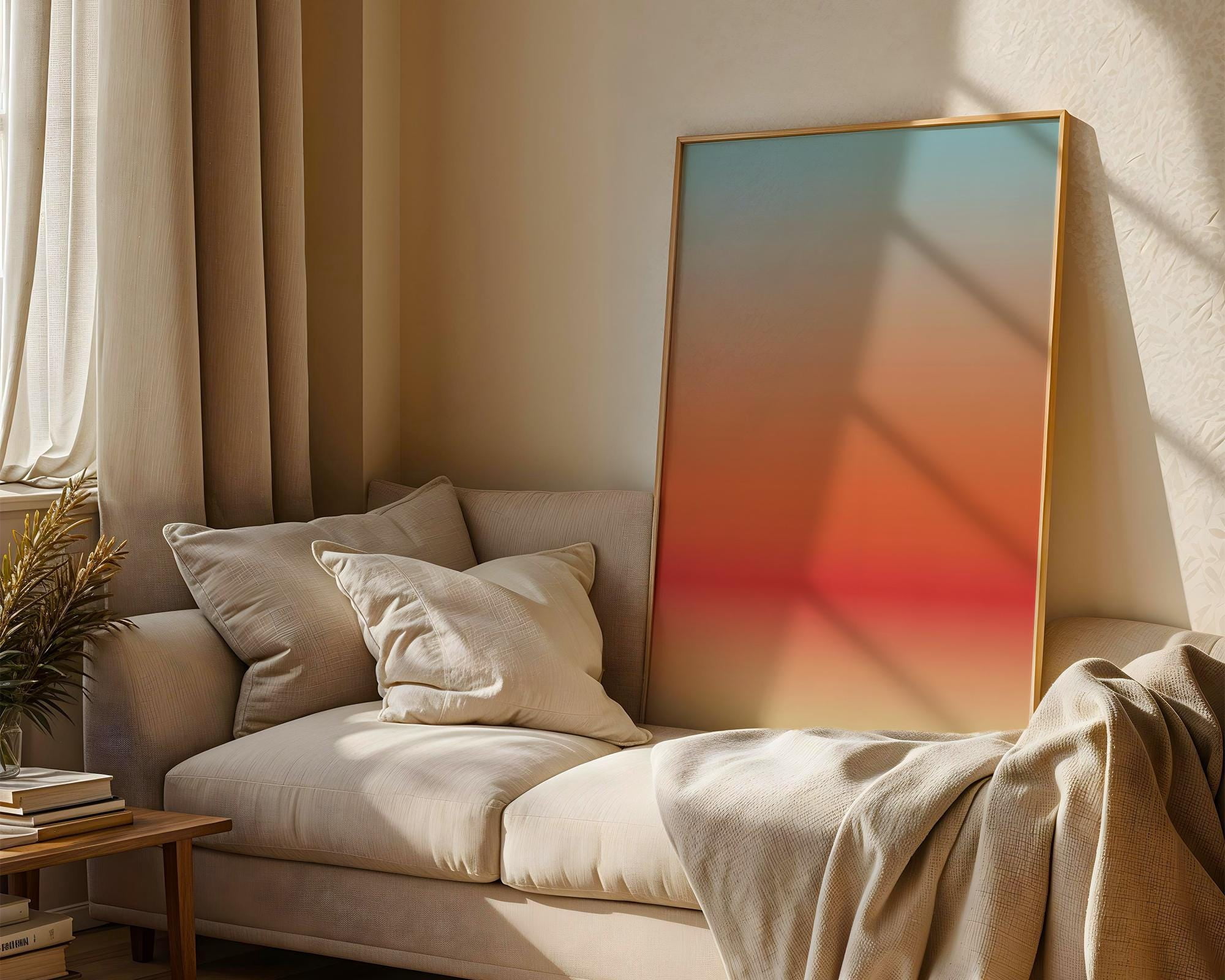 Gradient Minimalist Horizon Atmospheric Sky Modern Ombre Summer Sun ...