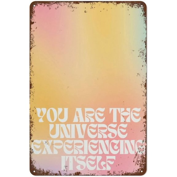 Gradient Motivational Universe Metal Wall Art Sign, Vintage Aluminum Poster, Inspirational Home Dcor for Bedroom or Mantel, 8 x 12 Inches, Yellow and Pink