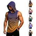 thumbnail image 1 of Gradient Muscle Shirt For Men, Sleeveless Pullover Hoodie Vest with Kangaroo Pocket - Quick Dry Bodybuilding Stringer for Summer Gym & Outdoor Training Green S, 1 of 7