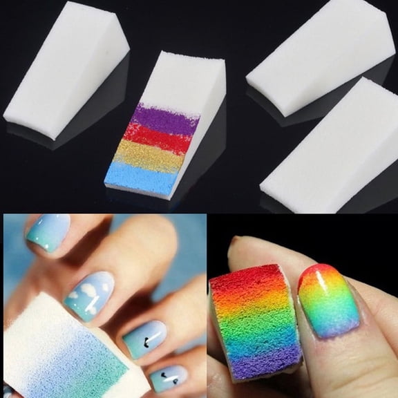 Gradient Nail Art Sponge Tool for Manicure DIY, Soft Color Fade Buffer, 1pc White Sponge, Creative Ombre Nail Blending Tool, Easy Control Design, Home Salon Use, Nail Decoration Makeup Organizers