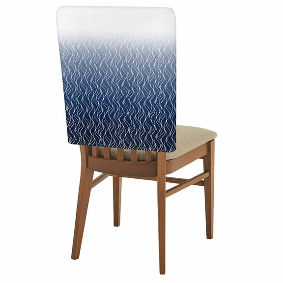 Gradient Navy Blue Chair Covers Set of 6 Abstract Morocco Blue Curved Lines Chair Back Covers Stretch Removable Washable Slipcovers Protector for Dining Room Kitchen Party Decor