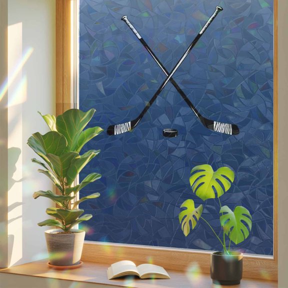 Gradient Navy Blue Minimalist Window Privacy Film, Rainbow Film Decorative Window Sticker 17.7x39.3in, Golf Clubs Funny Sport Sun Blocking Static Stained Glass Cling Tint Non-Adhesive