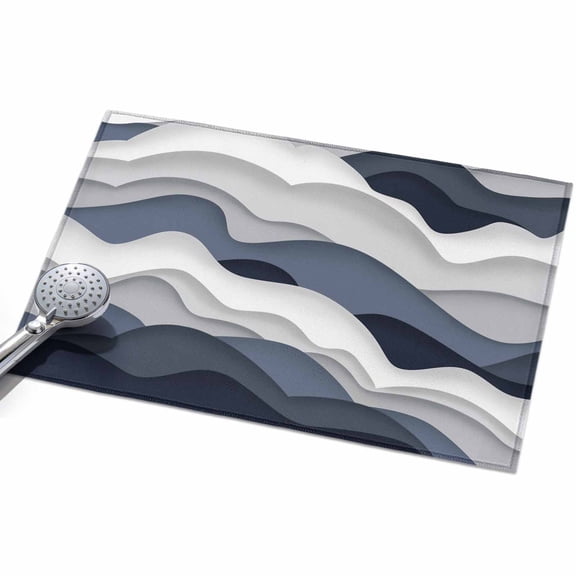 Gradient Ocean Area Rugs 2x3ft Waves Dark Blue Gradient Waves Floor Rug&nbsp;Non Slip Low Pile Ultra Soft Throw Carpet for Entryway Indoor Entrance Kitchen Bathroom