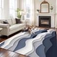 thumbnail image 1 of Gradient Ocean Large Area Rugs 8x10 ft Waves Dark Blue Gradient Waves Washable Rug Non Slip Indoor Carpet Absorbent Floor Mat for Living Room Bedroom Dining Room, 1 of 9