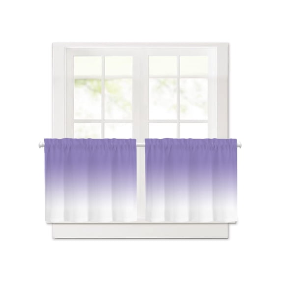 Gradient Ombre Short Blackout Curtains 30 Inch Long,Lavender Purple Rod Pocket Kitchen Curtains,2 Panels Thermal Insulated Room Darkening Drapes for Bedroom,30"W x 30"L
