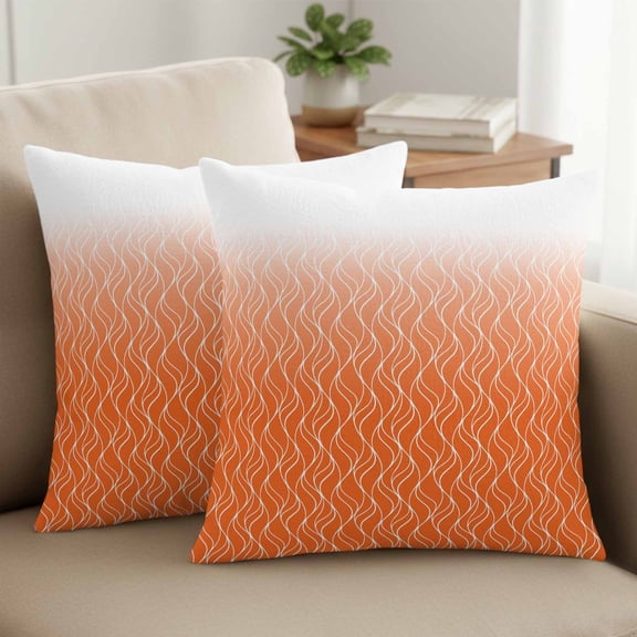 Gradient Orange Pillow Covers Set of 2, Abstract Morocco Orange Curved Lines 16x16 Inch Decorative Throw Pillow Covers Soft Pillowcases with Zipper for Couch Sofa Bed Chair