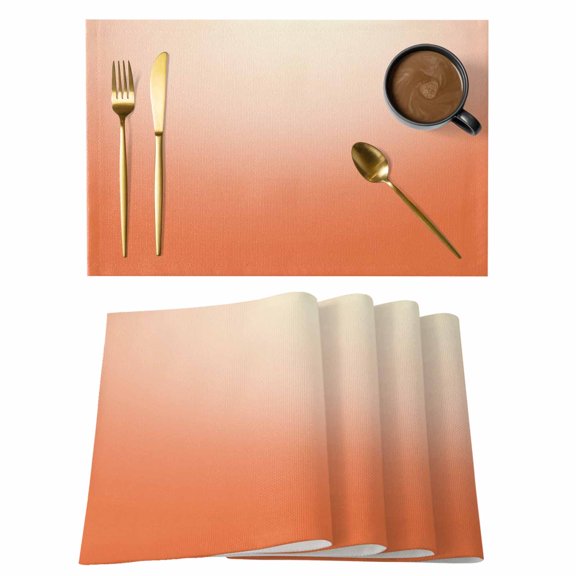 Gradient Orange Placemats Set of 12, Solid Simple Style Monochrome Minimalist Non-Slip Place Mats Washable Table Mats for Kitchen Dining Table Decorations Indoor/Outdoor