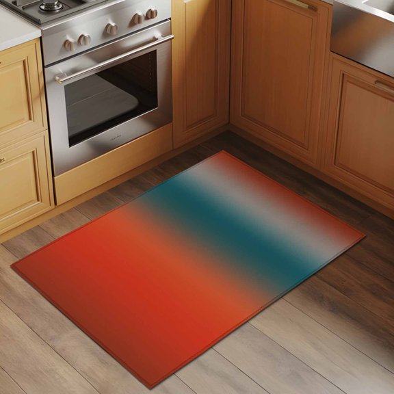 Gradient Orange Red 2x3 Rug for Entryway Front Door Kitchen Sink Area, Modern Abstract Minimalist Blue Ocean Beach Low Pile Washable Non Slip Rectangle Area Rug
