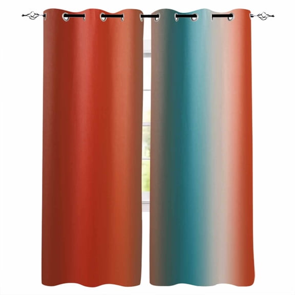 Gradient Orange Red Blackout Curtains 96 Inch Length Modern Abstract Minimalist Blue Ocean Beach Thermal Insulated Window Curtain Window Drapes 2 Panels for Bedroom Living Room 52"Wx96"L