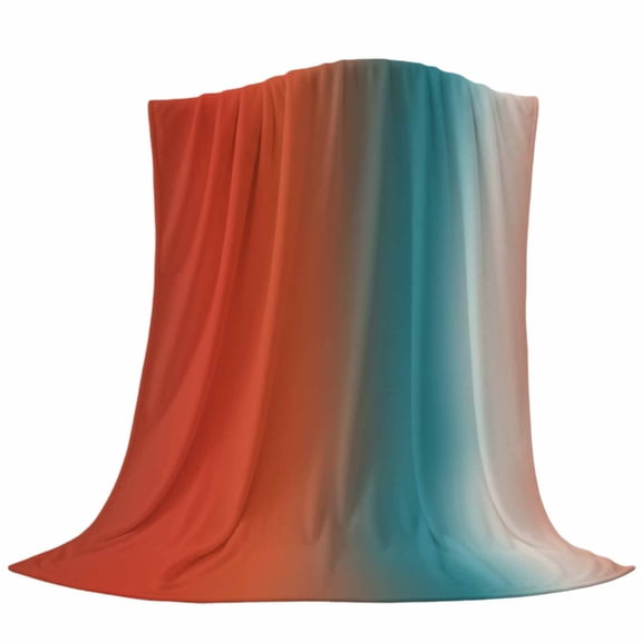 Gradient Orange Red Fleece Throw Blanket Modern Abstract Minimalist Blue Ocean Beach Ultra Soft Fuzzy Cozy Flannel Throw Blanket for Couch Sofa Bed Car Travel, Ideal Gifts 40x50 Inches