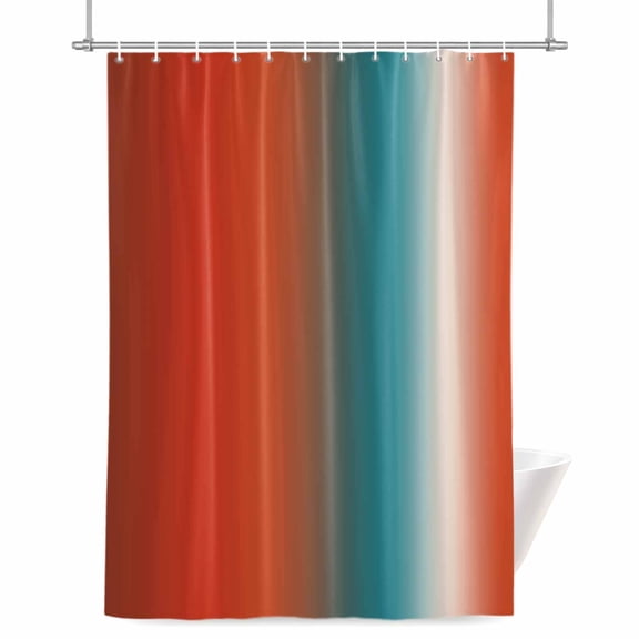 Gradient Orange Red Shower Curtain, 72" x 72", Modern Abstract Minimalist Blue Ocean Beach Waterproof Bathroom Curtain Washable Shower Curtain Set with 12 Hooks