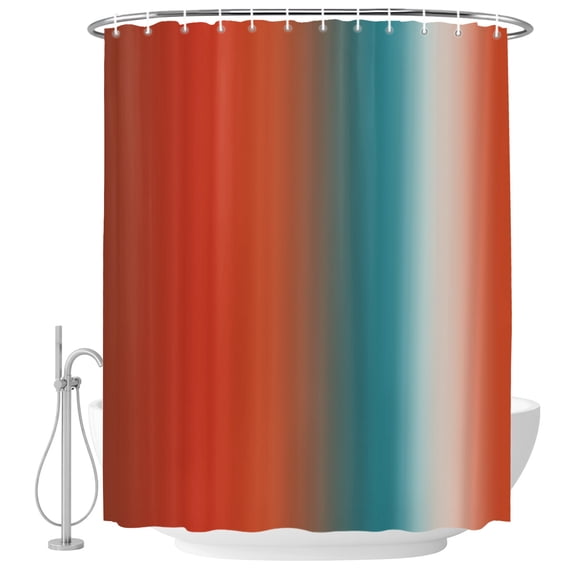 Gradient Orange Red Shower Curtain for Bathroom, Modern Abstract Minimalist Blue Ocean Beach Waterproof Machine Washable Shower Curtain Set with Hooks, Bath Decoration for Home Bathtub Stall 36"x72"