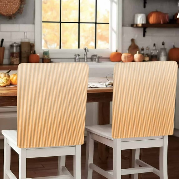 Gradient Orange Stripes Chair Covers Set of 4 Simple Striped Country Style Farm Chair Back Covers Stretch Removable Washable Slipcovers Protector for Dining Room Kitchen Party Decor