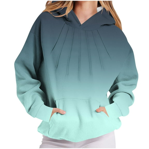 Gradient Oversized Hoodie Women 2025 Y2K Pullover Long Sleeve Fleece Sweatshirt with Pocket Casual Streetwear Fall Winter Fashion Comfort Top