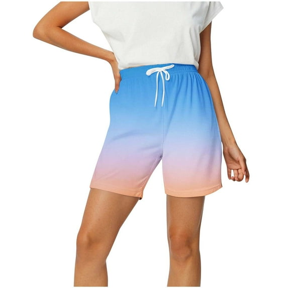 Gradient Pajama Shorts for Women Comfy Loose Elastic Waist Drawstring Soft Yoga Lounge Bottom Trendy Summer Pjs Sleepwear