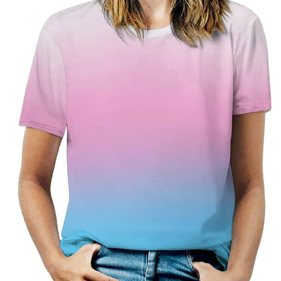 Gradient Pastel Shades T Shirts Basic T-Shirt Short Sleeve Ladies Tee Shirt Summer Graphic Clothing