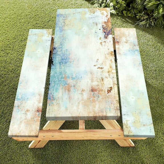 Gradient Picnic Table Cover with Bench Covers,Fits for Table 30"x 72" Rectangle,Water Proof,Blue Gray Design