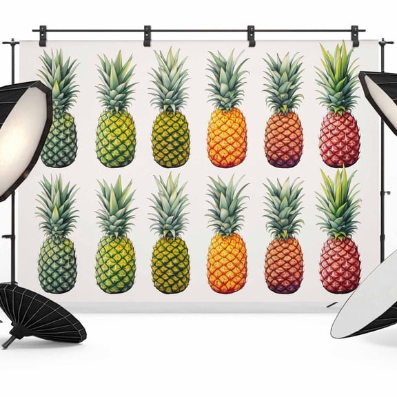 Gradient Pineapple Backdrop for Photography, Fabric Photo Background Backdrop, Watercolor Modern Fruit Photo Booth Background for Portrait Photoshoot Video Wedding Studio Decoration Banner 7x5ft