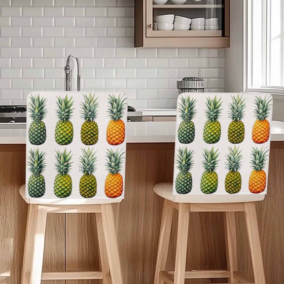 Gradient Pineapple Chair Back Cover for Dining Room Set of 4, Watercolor Modern Fruit Removable Kitchen Chair Slipcovers, Washable Seat Protector for Restaurant Party Banquet Wedding Décor