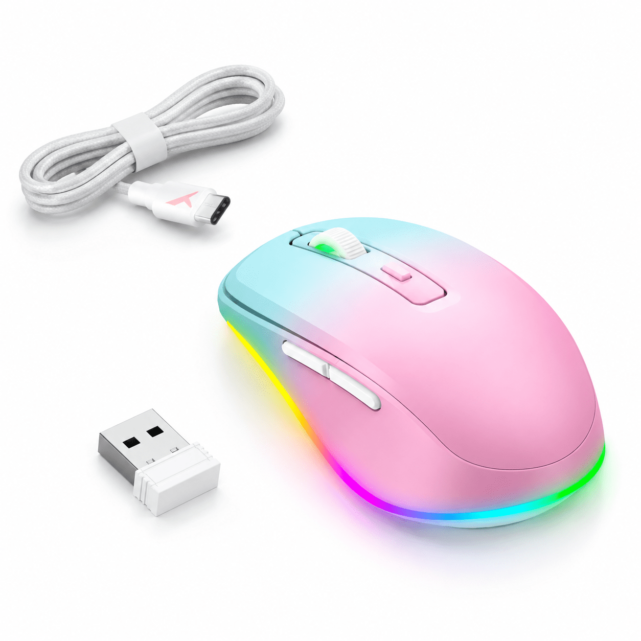 Gradient Pink 2-in-1 Wireless Mouse with Auto-Awake Function for ...