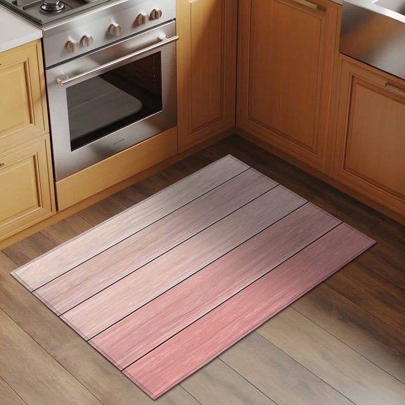 Gradient Pink 2x3 Rug for Entryway Front Door Kitchen Sink Area, Wood Grain Abstract Striped Vintage Simple Low Pile Washable Non Slip Rectangle Area Rug