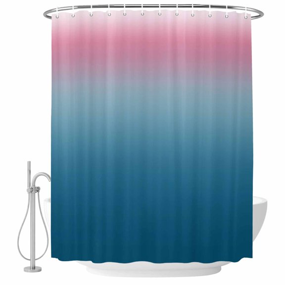 Gradient Pink Fabric Shower Curtain Blue Washable Shower Curtains for Bathroom, Waterproof Bath Curtain with Hooks Home Decor 36x72in