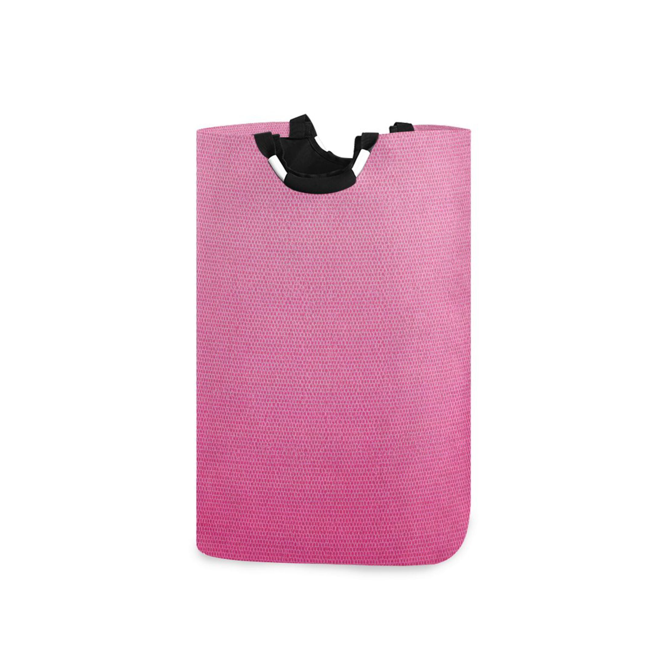 Gradient Pink Fabric Texture Laundry Basket with Handles Foldable Laundry Hamper Freestanding Washing Bin 50L
