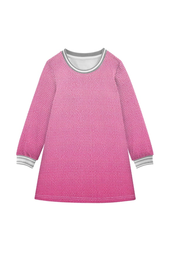 Gradient Pink Fabric Texture Long-sleeved Dress A-line One-Piece Dress for 2-8 Years Casual Party 2T