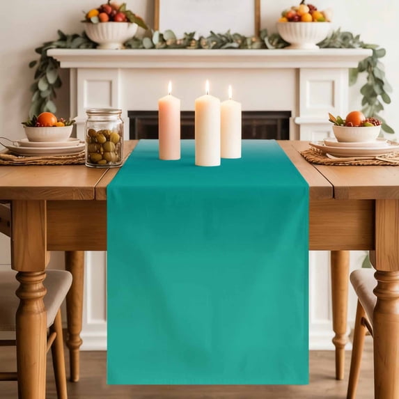 Gradient Pink Green Table Runner, Modern Abstract Minimalist Orange Brown Ocean Beach Cotton Linen Kitchen Table Decoration Washable Dining Tabletop Runners for Home Party Decor 13x72 Inches