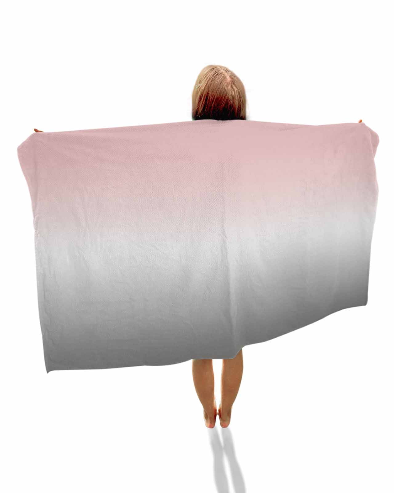 Gradient Pink Grey, Beach Towels Oversized Super Absorbent, Modern Abstract Color Ombré Art Lightweight Bath Towel Quick Dry Sets For Bathroom/Pool/Rv Camping/Beach Play/Gym Room/Picnic 35"x70"