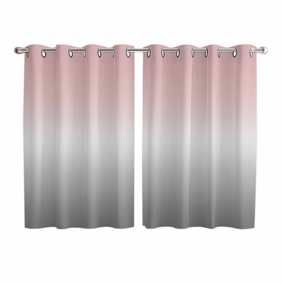 Gradient Pink Grey Kitchen Curtains 72 Inch Length, Modern Abstract Color Ombré Art Grommet Top Bedroom Living Room Curtains, Light Filtering Cafe Curtain Drapes 2 Panels Set 104''x72''