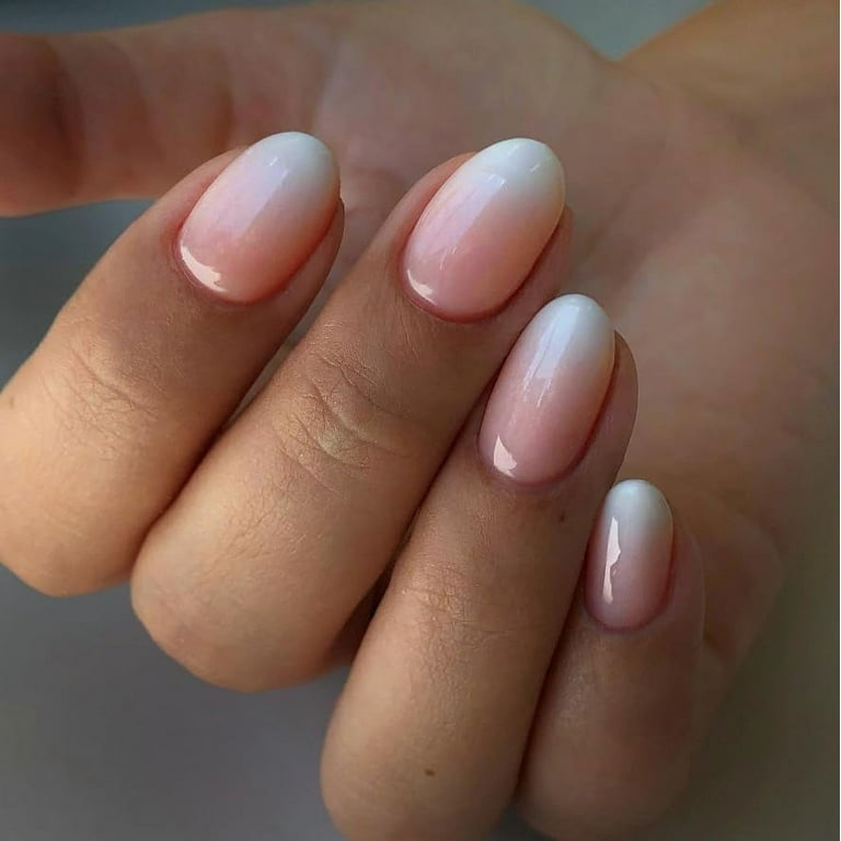 Gradient Pink Nails Press ons Ombre Fake Nails,Pink and White