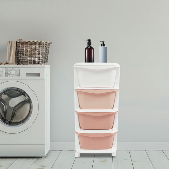 Gradient Pink PP Plastic 36x36x72cm
4-Storey Storage Cabinet With Wheels Large-Capacity Storage Cabinet