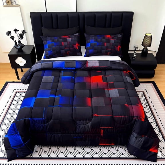 Gradient Plaid Bedding Set, 3-Piece, Fade-Resistant & Machine Washable