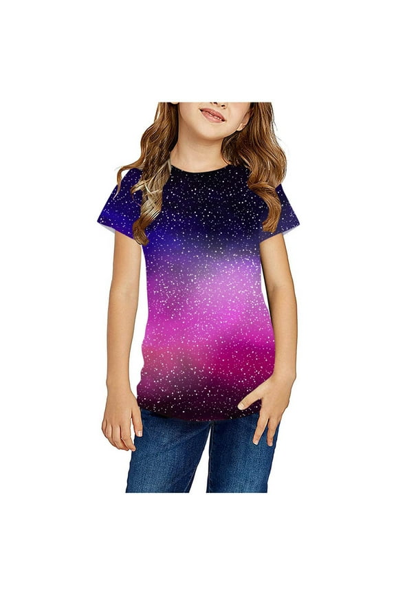 Gradient Print Kids T-Shirt | Soft Crew Neck Short Sleeve Summer Top for Boys & Girls 3-14 Years