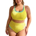 thumbnail image 1 of Gradient Print Plus Size Two Piece Swimsuit For Control Bathing With High Waisted Bottoms, 1 of 4