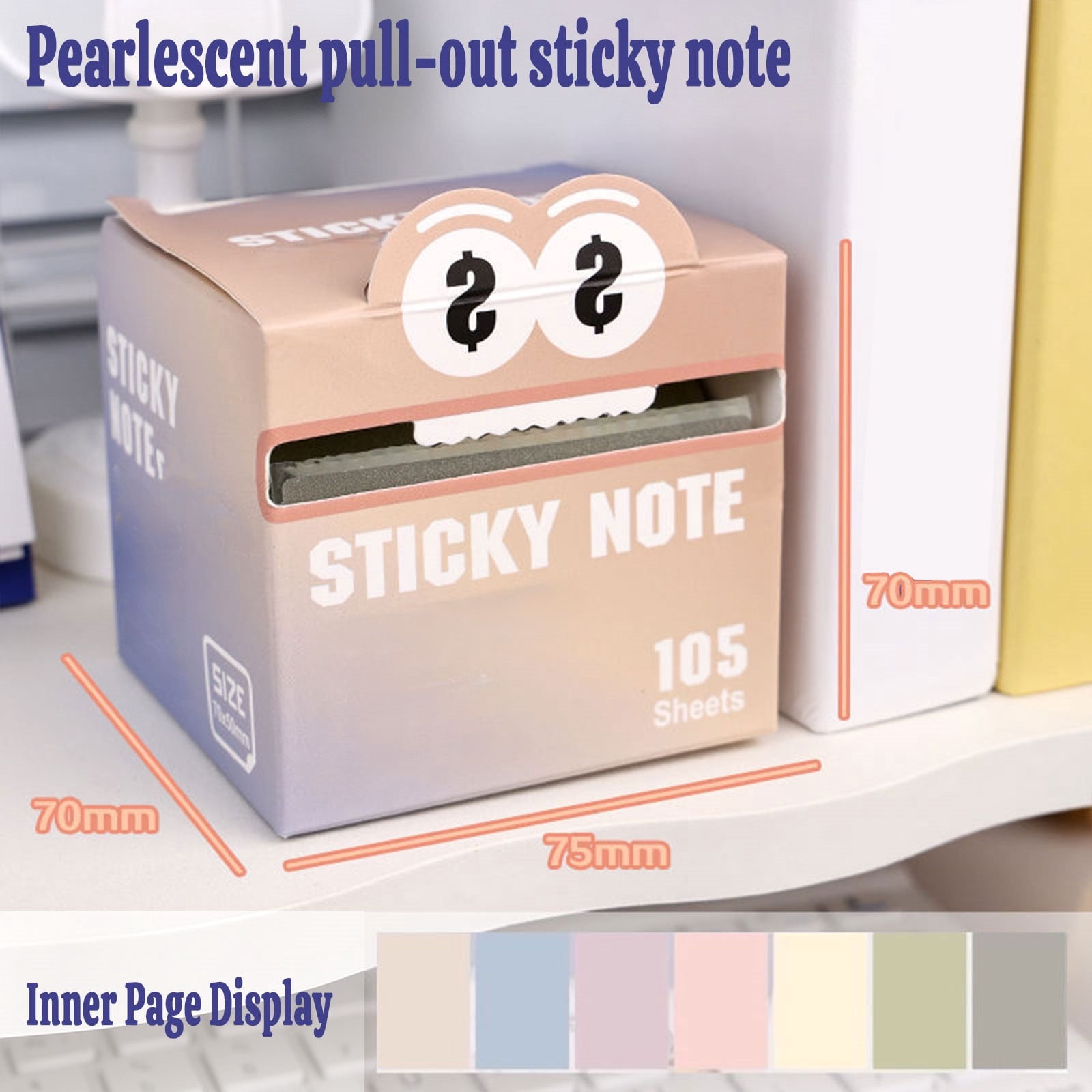 Gradient Pull-Out Note Tabs, Transparent Pearl Sticky Notes, Waterproof ...
