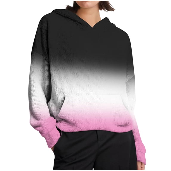 Gradient Pullover for Women Casual Long Sleeve Athletic Fuzzy Pocket Sweatshirts Holiday Outdoor Daily Basic Outfits