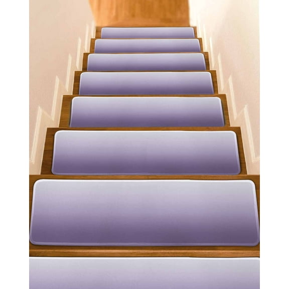 Gradient Pure Purple Abstract Art Stair Treads for Wooden Steps Indoor Runner Rug Carpet, 4 Pieces Peel and Stick Staircase Step Treads Covers Washable Throw Door Mats, 30"x8"