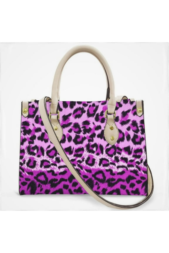 Gradient Purple Leopard Print Cross Body Bags For Women Small Leather Female Handbags Fashion Top-Handle Totes